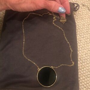 Fornash Enamel Necklace Monogram Black Baby Soft Chain Gold Toned New 16 inch